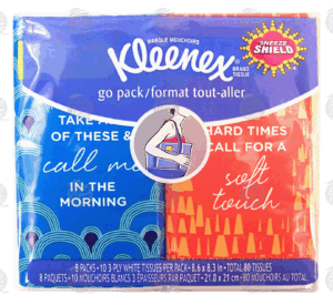 Kleenex 10 3-ply white tissues per pack, 8-packs 80 count