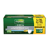 Depend Fit-Flex underwear for men, l/xl, 36-64-inch waist, maximum absorbency 72 count