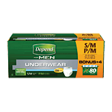 Depend Fit-Flex male underwear s/m 28-40-in waist, maxiumum absorbency 80 count