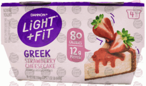 Dannon Light & Fit greek strawberry cheesecake, 4 pk., cups 21.2 ounce