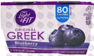 Dannon Light & Fit original greek blueberry, 4 pk., cups 21.2 ounce