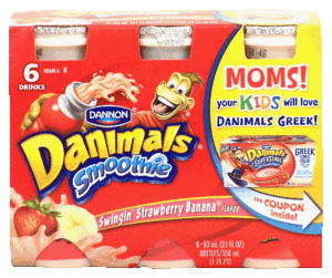 Dannon Danimals smoothie; swingin' strawberry banana, 6- 3.1fl. oz bottles 6 pack