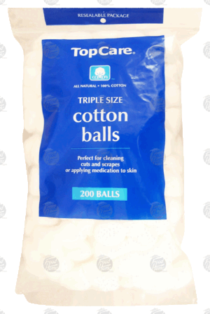 Top Care triple size cotton balls 200 count