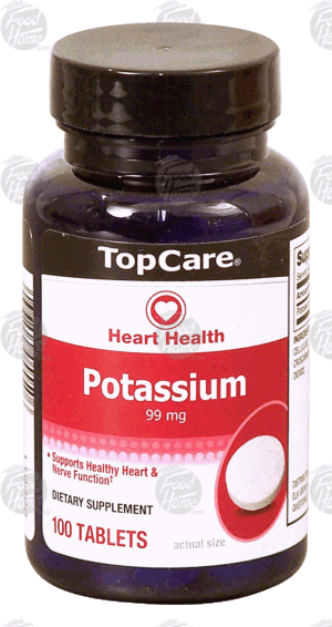 Top Care Heart Health potassium, easy to swallow caplet, 99 mg 100 count