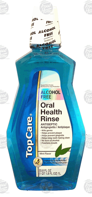 Top Care oral health rinse, antiseptic, mint flavor, alcohol free 33.8 fluid ounce