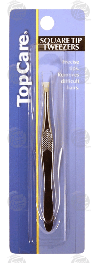 Top Care square tip tweezers, removes the most difficult hairs 1 count
