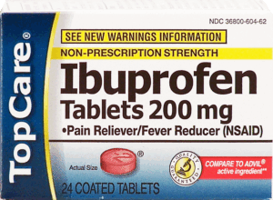 Top Care pain reliever/fever reducer, ibuprofen tablets 200 mg 24 count