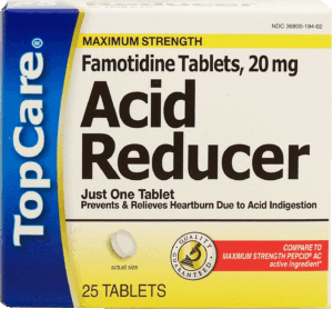 Top Care acid reducer, famotidine tablets 20-mg tablets 25 count