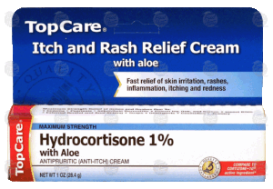 Top Care itch and rash relief cream with aloe, maximum strength hydrocortisone 1%, antipruritic 1 ounce