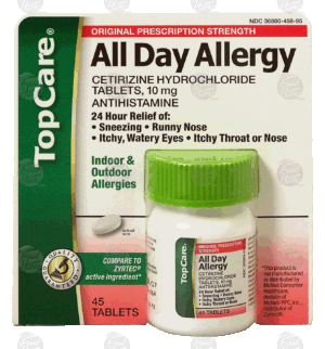 Top Care all day allergy medicine, 45 tablets 45 count