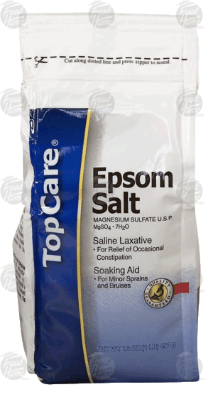 Top Care epsom salt, magnesium sulfate usp, soaking aid for minor sprains and bruises 16 ounce