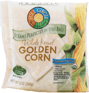 Full Circle Organic whole kernel golden corn, steams in bag 12 ounce