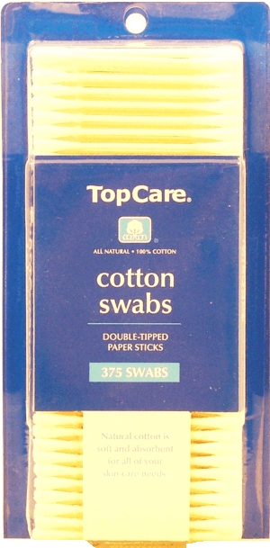 Top Care cotton swabs, double-tipped paper sticks 375 count