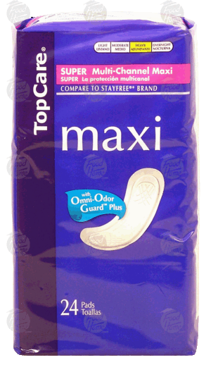 Top Care super multi-channel maxi with omni-odor guard plus, heavy 24 count