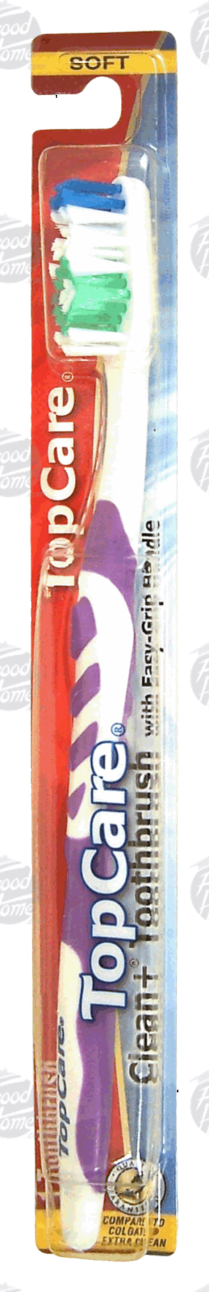 Top Care Clean+ soft toothbrush with easy grip handle 1 count