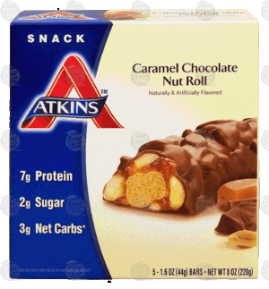 Atkins caramel chocolate nut roll, 5 bars 8 ounce