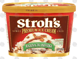 Stroh's Premium mackinac island fudge flavored ice cream 1.5 quart