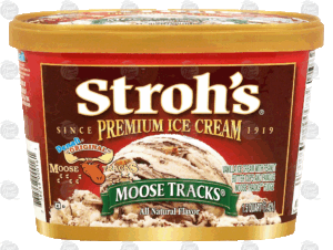 Stroh's Moose Tracks vanilla ice cream with peanut butter cups and fudge 1.5 quart