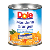 Dole Canned Fruit Mandarin Oranges Whole Segments In Light Syrup 11 ounce
