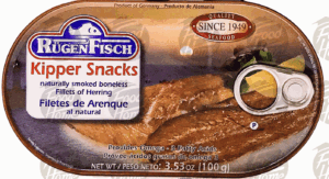 Rugen Fisch kipper snacks smoked boneless fillets of herring 100 gram