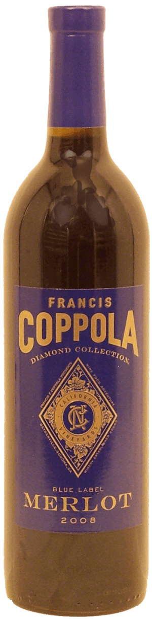 Francis Coppola Diamond Series Blue Label; merlot wine of California, 13.5% alc. by vol. 750 milliliter