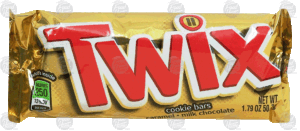 Twix(r) chocolate cookie bars, caramel 1.79 ounce