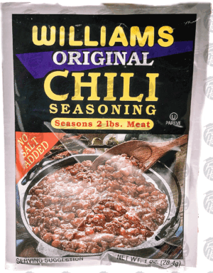 Williams Original chili seasoning, for 2 lbs of meat 1 ounce