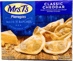 Mrs. T's Pierogies classic cheddar; sharp cheddar cheese and creamy whipped potatoes, folded in pasta shell, 12 ct 16 ounce
