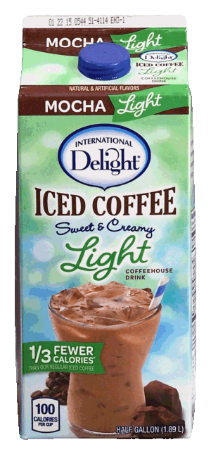 International Delight iced coffee, sweet & creamy, light, mocha, coffeehouse drink 0.5 gallon