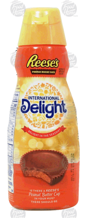 International Delight Reese's milk chocolate peanut butter cups flavor liquid coffee cream 32 fluid ounce