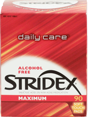 Stridex alcohol free maximum daily care soft touch pads, acne medication 90 count