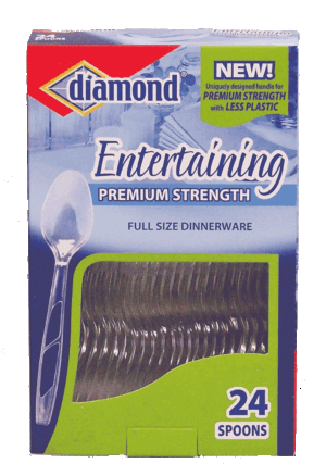 Diamond Entertaining premium strength full size dinnerware, spoons 24 count