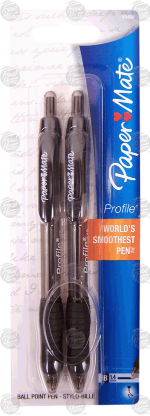 Papermate Profile extra smooth ball point pens, black ink 2 count