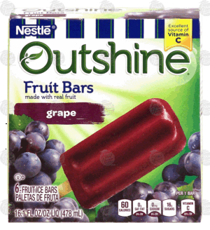 Nestle Outshine grape fruit ice bars made with real fruit, 6 bars 16.1 fluid ounce