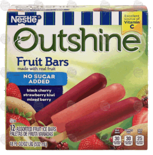 Nestle Outshine fruit bars; black cherry, strawberry kiwi, mixed berry, no sugar added, made with real fruit, 12 ct 18 fluid ounce