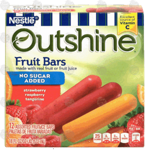 Nestle Outshine fruit bars; strawberry, raspberry, tangerine, no sugar added, made w/real fruit or fruit juice, 12ct 18 fluid ounce