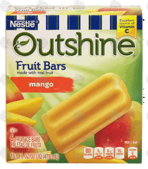 Nestle Outshine mango fruit ice bars, made with real fruit, 6 bars 16.1 fluid ounce