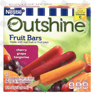 Nestle Outshine fruit bars; cherry, grape, tangerine, made with real fruit or fruit juice, 12 count 18 fluid ounce