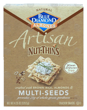 Blue Diamond Artisan Nut-Thins, brown rice, almonds & multi-seeds snack crackers 4.25 ounce