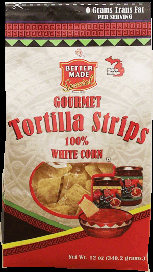 Better Made gourmet tortilla strips, 100% white corn 12 ounce
