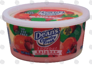 Dean's Country Fresh rainbow sherbet; orange, lime and raspberry 1 quart