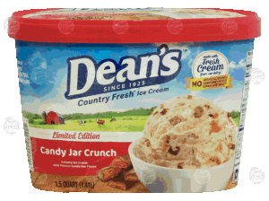 Dean's Country Fresh candy jar crunch with peanut candy bar pieces 1.5 quart