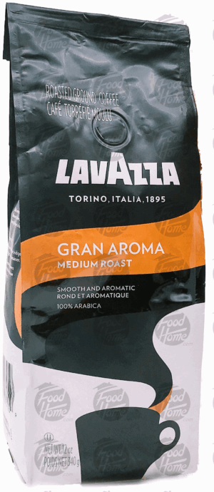 LavAzza gran aroma medium roast 100% arabica ground coffee, resealable bag 12 ounce