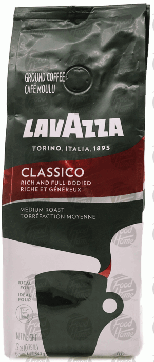 LavAzza classico medium roast ground coffee, sealable bag 12 ounce