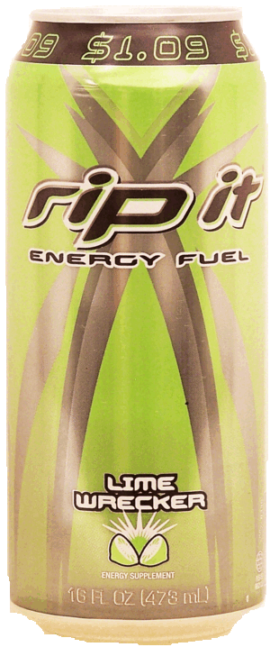 Rip It Lime Wrecker energy fuel carbonated beverage 16 fluid ounce