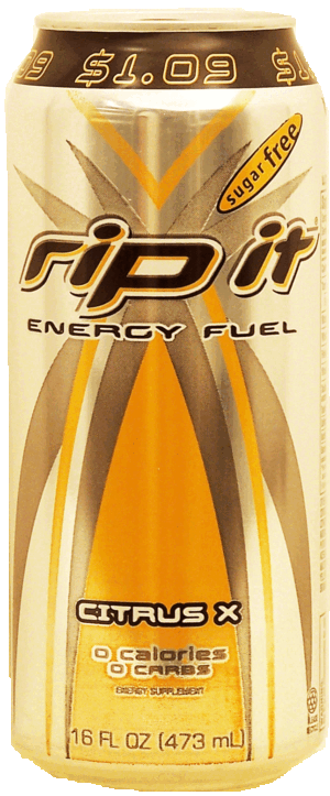Rip It Citrus X sugar free energy fuel carbonated beverage 16 fluid ounce