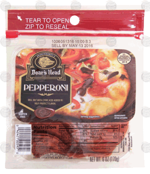 Boar's Head pepperoni slices, gluten free 6 ounce