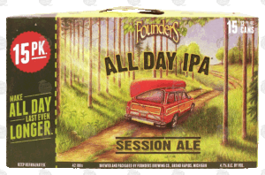 Founders Brewing Co. All Day IPA; session ale, 12-fl. oz. cans, 4.7% alc. by vol. 15 pack