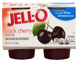 Jell-o black cherry low calorie gelatin snacks, sugar free, 4 cups, refrigerated item 12.5 ounce