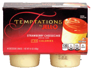 Jell-o Temptations strawberry cheesecake snacks, 4 cups, refrigerated item 14.1 ounce